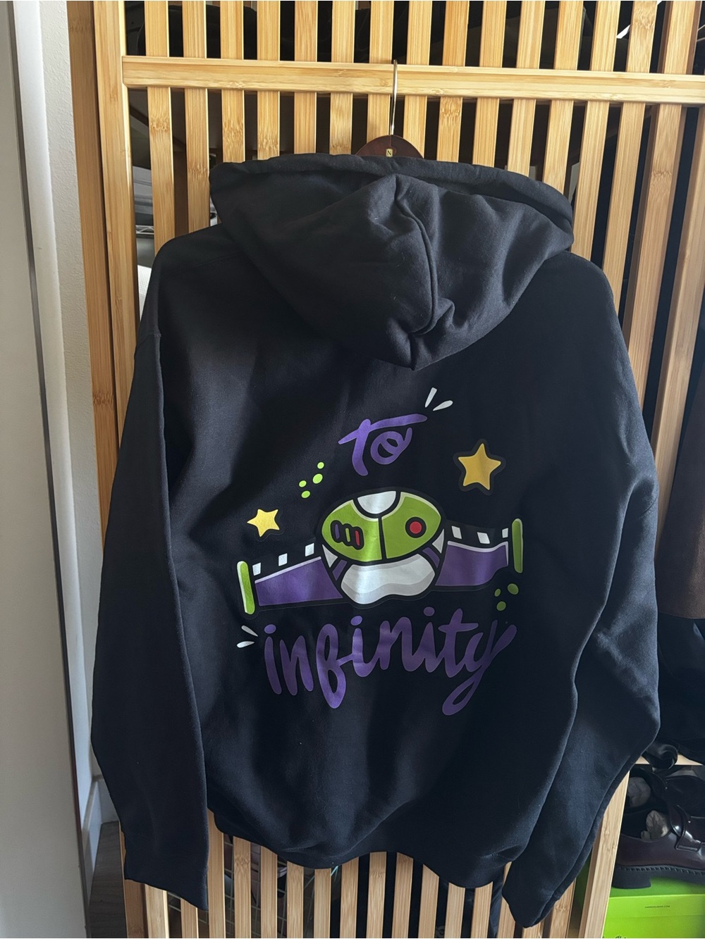 Gildan Black Hoodie with Purple and Green Space Graphic